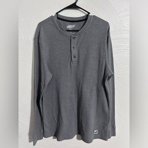 40 Grit Shirt Mens Medium Gray Thermal Henley Waffle Knit Outdoor Workwear